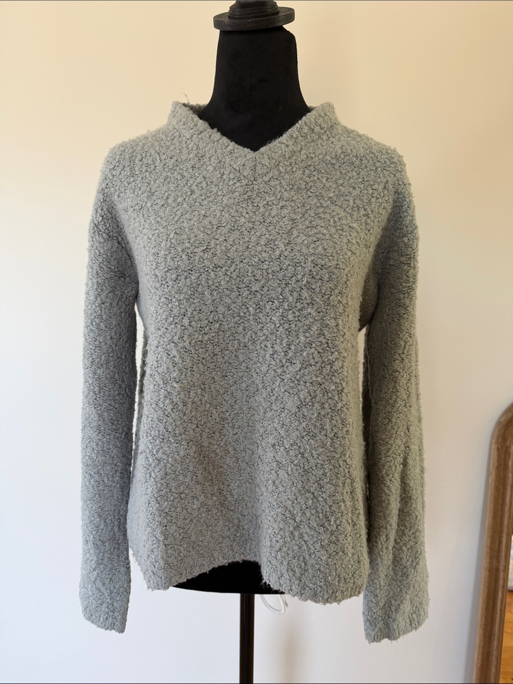 J. Crew Light Grey Bouclé V-Neck Sweater